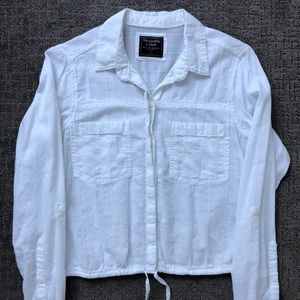 A&F button tie hem shirt